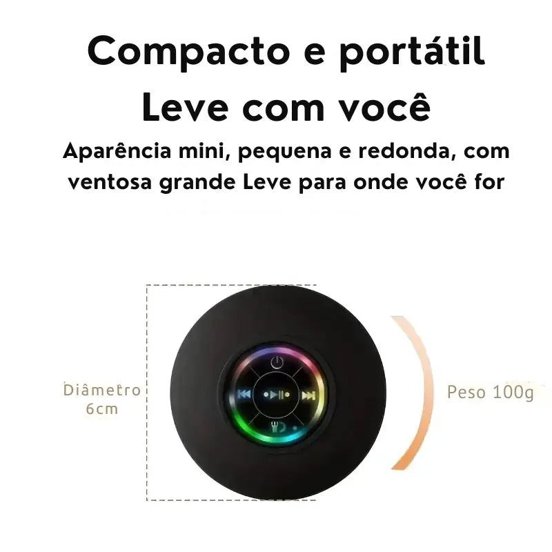 Caixa de Som Bluetooth à Prova d’Água com Ventosa