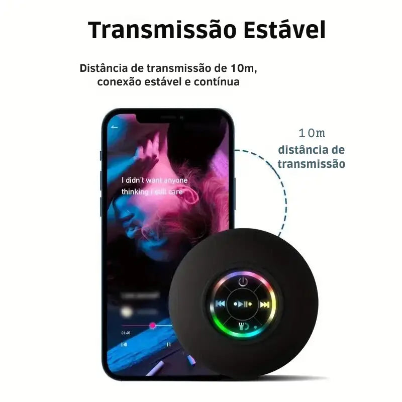 Caixa de Som Bluetooth à Prova d’Água com Ventosa