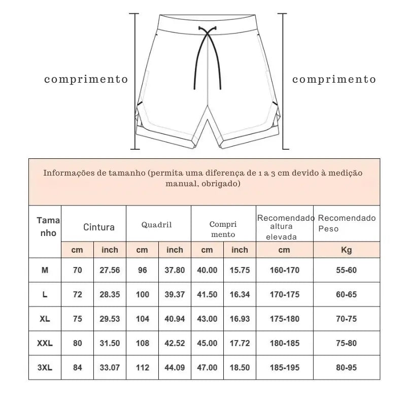 Shorts Masculinos 2 em 1