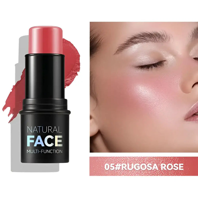 Produto de maquiagem em bastão ou blush em creme chamado ’Natural Face’ na tonalidade ’Rugosa Rose’.