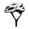 Capacete de bicicleta branco com a marca ’RNGX’ e orifícios de ventilação.