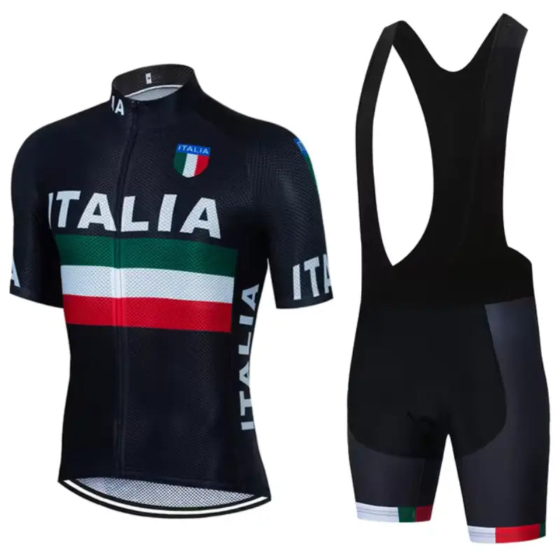 Conjunto de camisa e bermuda da equipe nacional italiana de ciclismo.