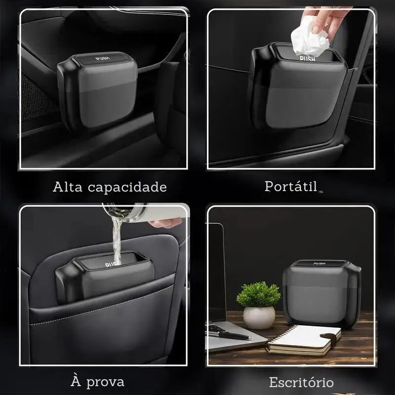 Lixeira portátil ou contêiner de armazenamento para veículos e desktops.